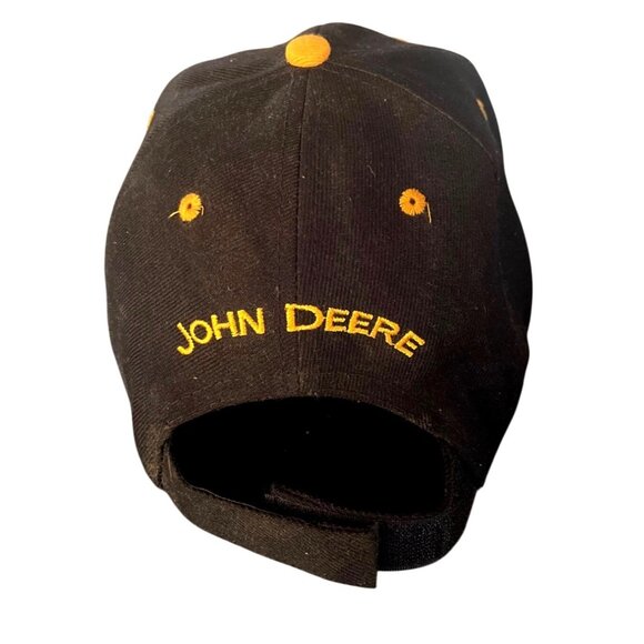 John Deere Black & Yellow Embroidered Logo Adjustable Baseball Cap Cotton Unisex - Picture 4 of 5